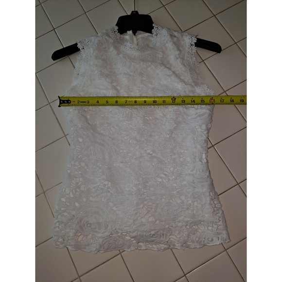 Lace mock neck sleeveless blouse white size XS summer top - Picture 7 of 10